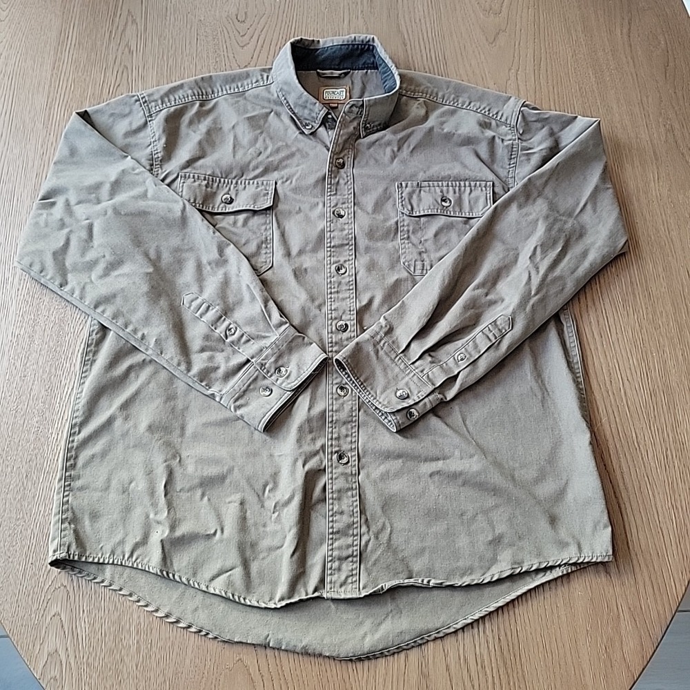 Fourcast Workwear Mens Size 3XL Heavy Long Sleeve Button Up Brown Shirt Outdoors
